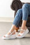 Kadın Lasley Dolgu Topuklu Sandalet - Beyaz