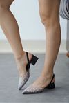 Kadın Petra Kısa Topuklu Taşlı Ayakkabı - Siyah